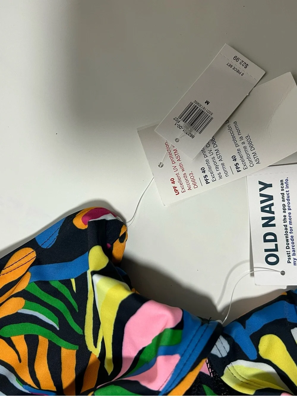 Old Navy Girls Black Multicolor Tropical Print Two-Piece Swim Set
